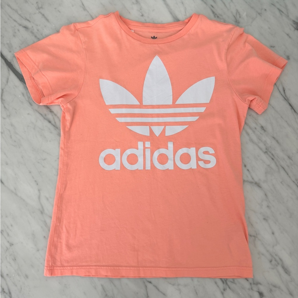 Adidas Coral Pink Logo Short Sleeve Tee